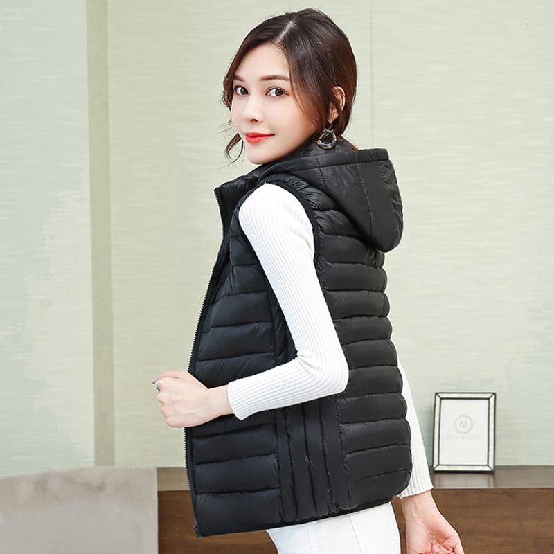 

Women's Trench Coats Down Cotton Vest Women Lightweight Female Short Waistcoat Removable Cap Sleeveless Vests Woman Winter 2023 Chaleco, Dark green