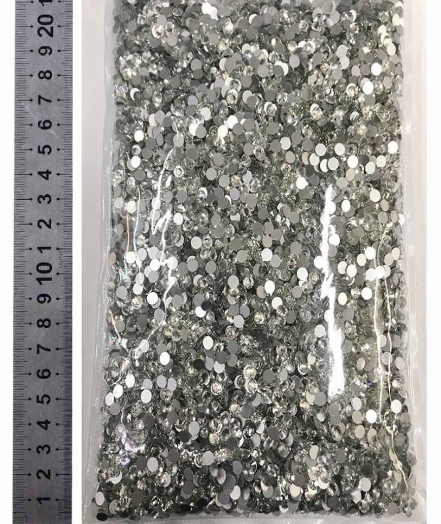 

14400Pcs in Bulk Package Whole Flatback Clear Crystal Non fix Glitter Nail Rhinestones SS3SS20 Nail decorations H10406953300