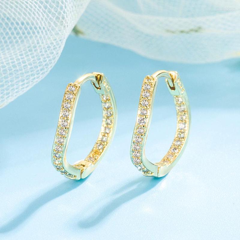 

Hoop Earrings Chic Irregular Wave Crystal Zircon Diamonds Gemstones For Women 18k Gold Color Jewerly Trendy Unique Accessories