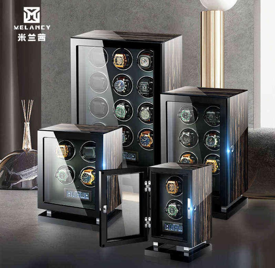 

Automatic Watch Winder Luxury Wood Watch Safe Box Fingerprint Unlock Touch Control and Interior Backlight Watches Storage Box H2209518202