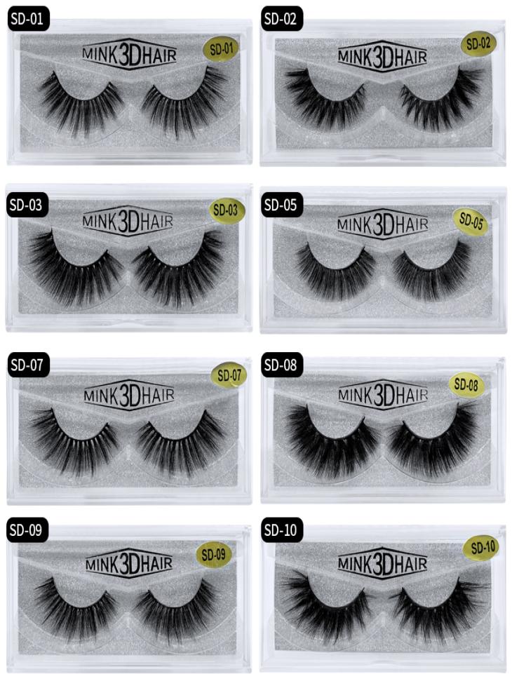 

SD Series Single pair eyelashes 3D mink eyelash pure mink thick lashes sharpening eyelashes extension eyelash boxes make up wholes1631030