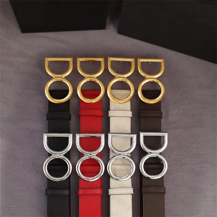Classic Designer Mens Belt Width 4CM Genuine Leather Belts for Man Woman Smooth Buckle Gold Sliver 4 Colors Cowhide Letter Design-image-878416790