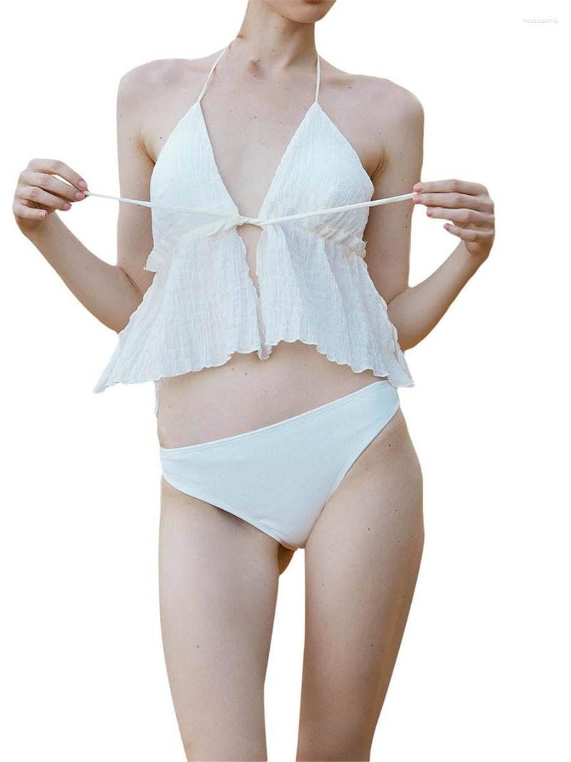 

Women' Tanks Women' Summer Casual Sling Vest White Sleeveless Hanging Neck V Camisole Tops