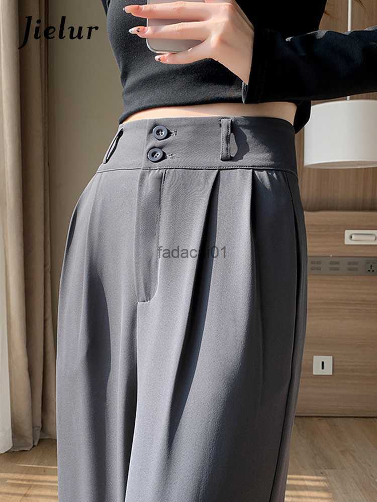 

Casual Wide Leg Trousers Female Korean Style Autumn New High Waist Loose Straight Black Gray Suit Pants for Women SXXL L230621