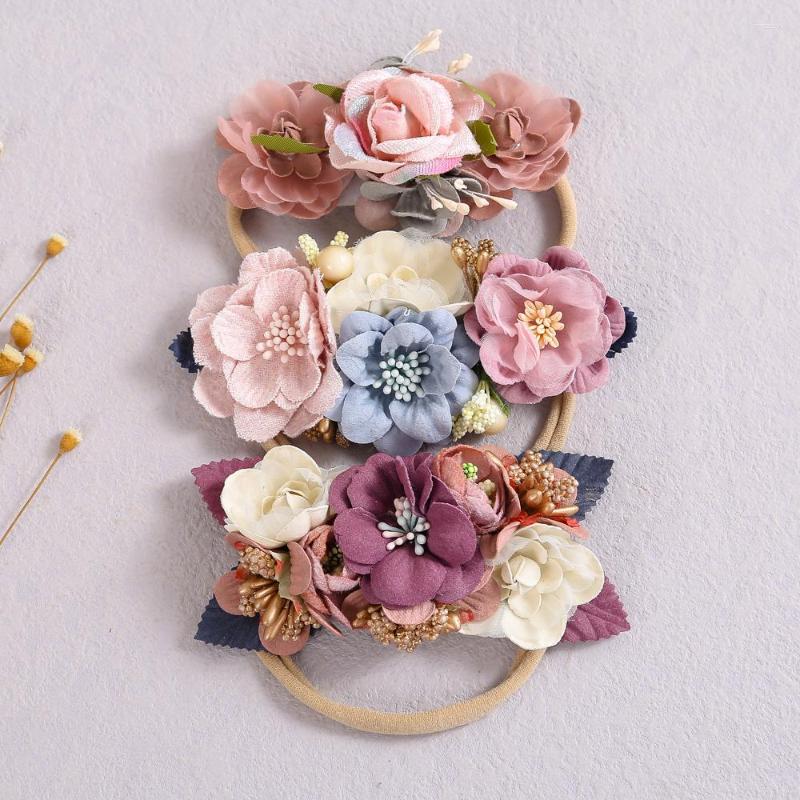 

Hair Accessories 12pc/lot Born Lace Pearl Flower Nylon Headband Super Soft Baby Bohemian Holiday Children Artificial, Can choose any color