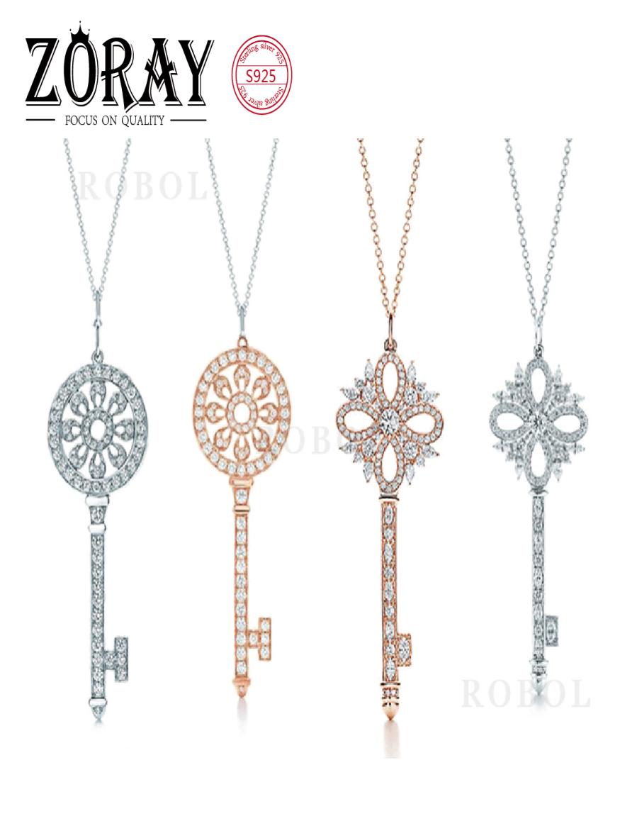 

Classic Sterling Silver Necklaces Supplies Micro Pave Zircon Pendant Key Necklace For Women Girl Christmas Gift Jewelry Wholesale5751348