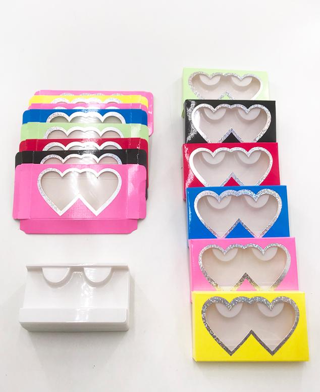 

Cheap Soft Lash Box Colorful Heart Eyelash Case For 8mm27mm Full Strip Mink Eyelashes Custom package4759271