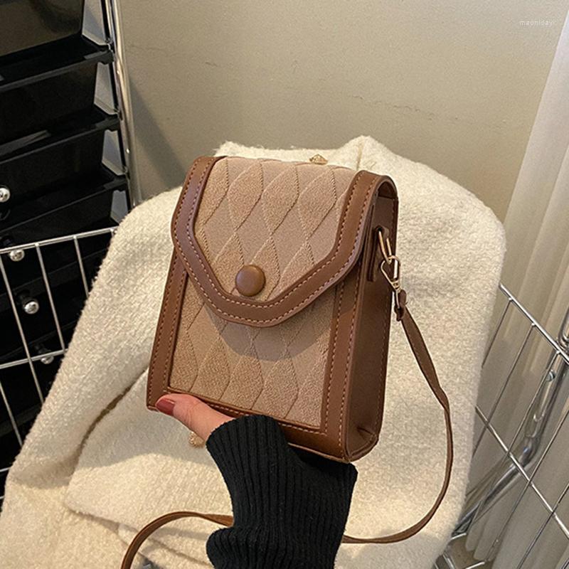 

Evening Bags Spring Simple Mini Women Shoulder Mobile Bag Trend Contrast Color Temperament PU Leather Crossbody, Black