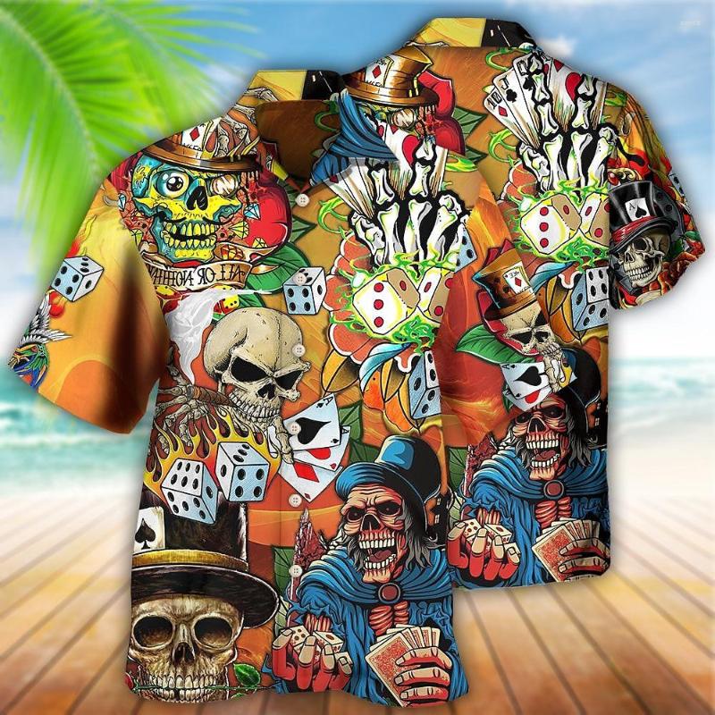 

Men's Casual Shirts Horror Skull Hawaiian Shirt For Men'S Summer 3d Printing Short-Sleeved Fashion Trend Style Street Hip-Hop Clothing, Ofsx-02576