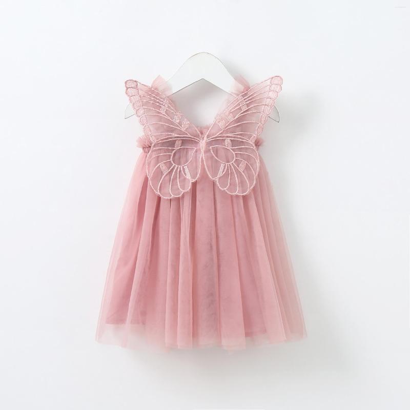 

Girl Dresses Children's Slim Yarn Dress Baby Suspender Birthday Kids Puffy Three-dimensional Angel Wings Fairy Foreign Frock, Bean paste
