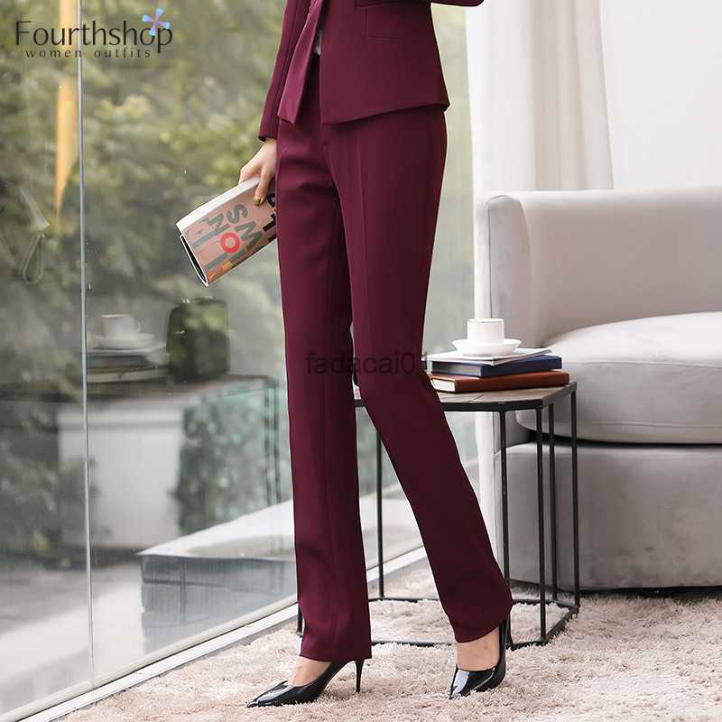 

Women Formal Pants Office Lady Business Work Trousers Fashion Casual Straight Pants Female Autumn Winter 2021 Clothes S4XL L230621, Burgundy