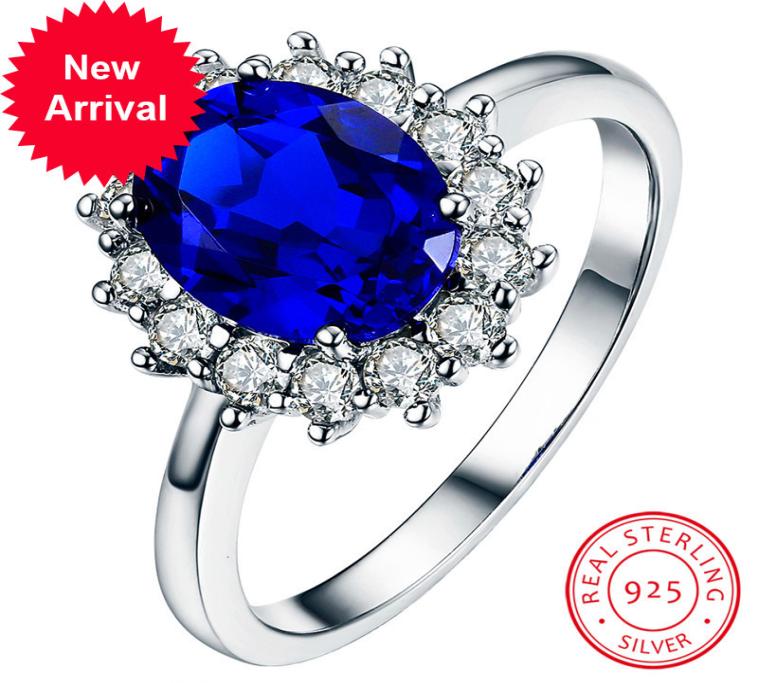 

Luxury Female Natural Blue Sapphire Stone Ring Real Solid 925 Sterling Silver Wedding Rings For Women Big Oval Engagement8334632