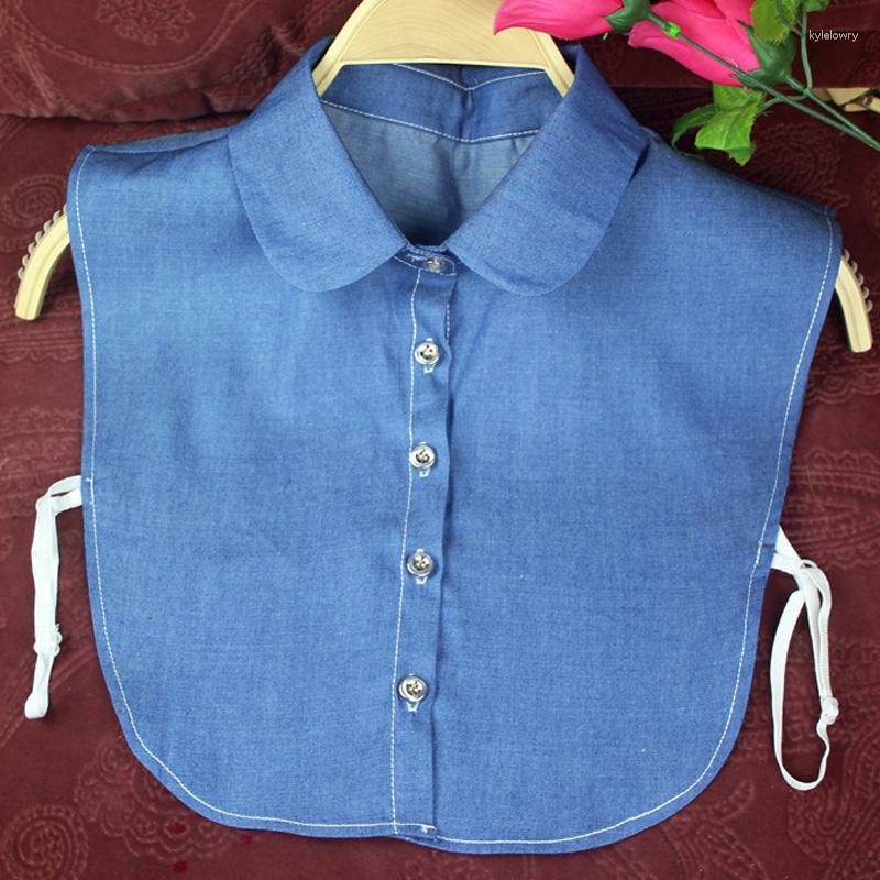 

Women's Blouses Fake Collar Ladies' Sweater Cowboy Color Blue Jeans Bead Yarn Hand-made Puppet Sexy, Picture shown