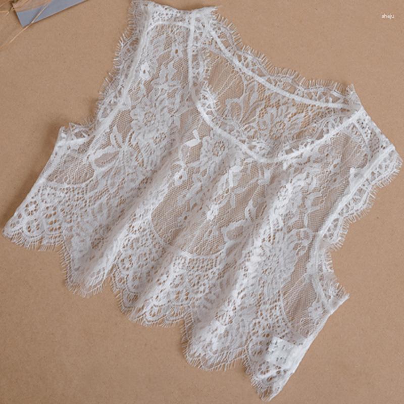 

Women's Blouses Shirt Collar With Sweater Decorative Autumn And Winter Wild Inside Elegant Removable All Lace Blouse, Color as picture