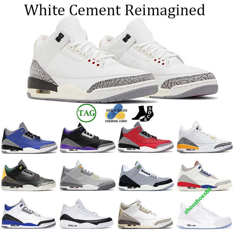 

Cement White Reimagined Men Basketball Shoes 3 3s Sneakers Fire Red Cardinal Dark Iris Neapolitan Muslin Desert Elephant Black Mens Women, 20