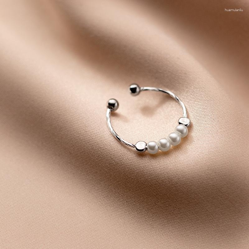 

Cluster Rings Real 925 Sterling Silver Freshwater Pearl Ring For Charming Women Party Wedding Minimalist Fine Jewelry Punk Accessories C003