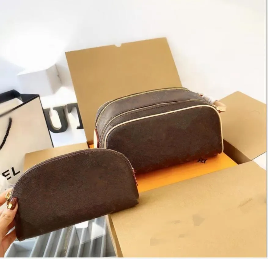 

2023 Designer Cosmetic bag Make Up Toilet Pouch Women Double Zippy Kits Bags handbags LVss cases, Dark grey