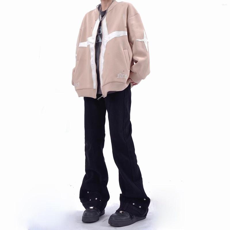 

Women's Pants 2023 Rivet Decoration White Jeans Trend Micro Speaker Casual Hip-hop Men, Black