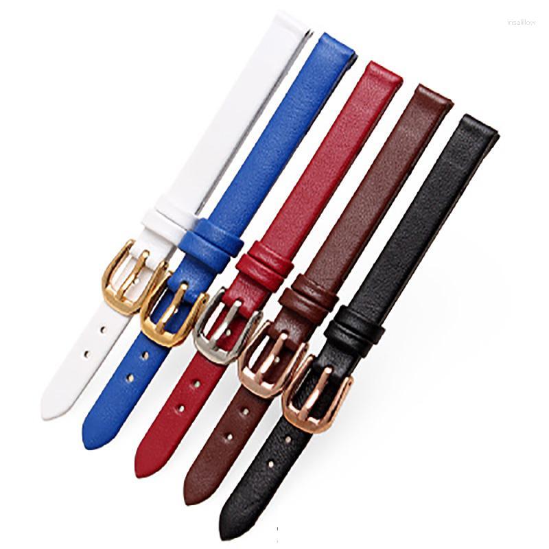 

Watch Bands Genuine Leather Bracelet Women Fashion Watchband Wristwatches Mini Band 6mm 8mm 10mm 12mm 14mm Small Size Strap RedWatch