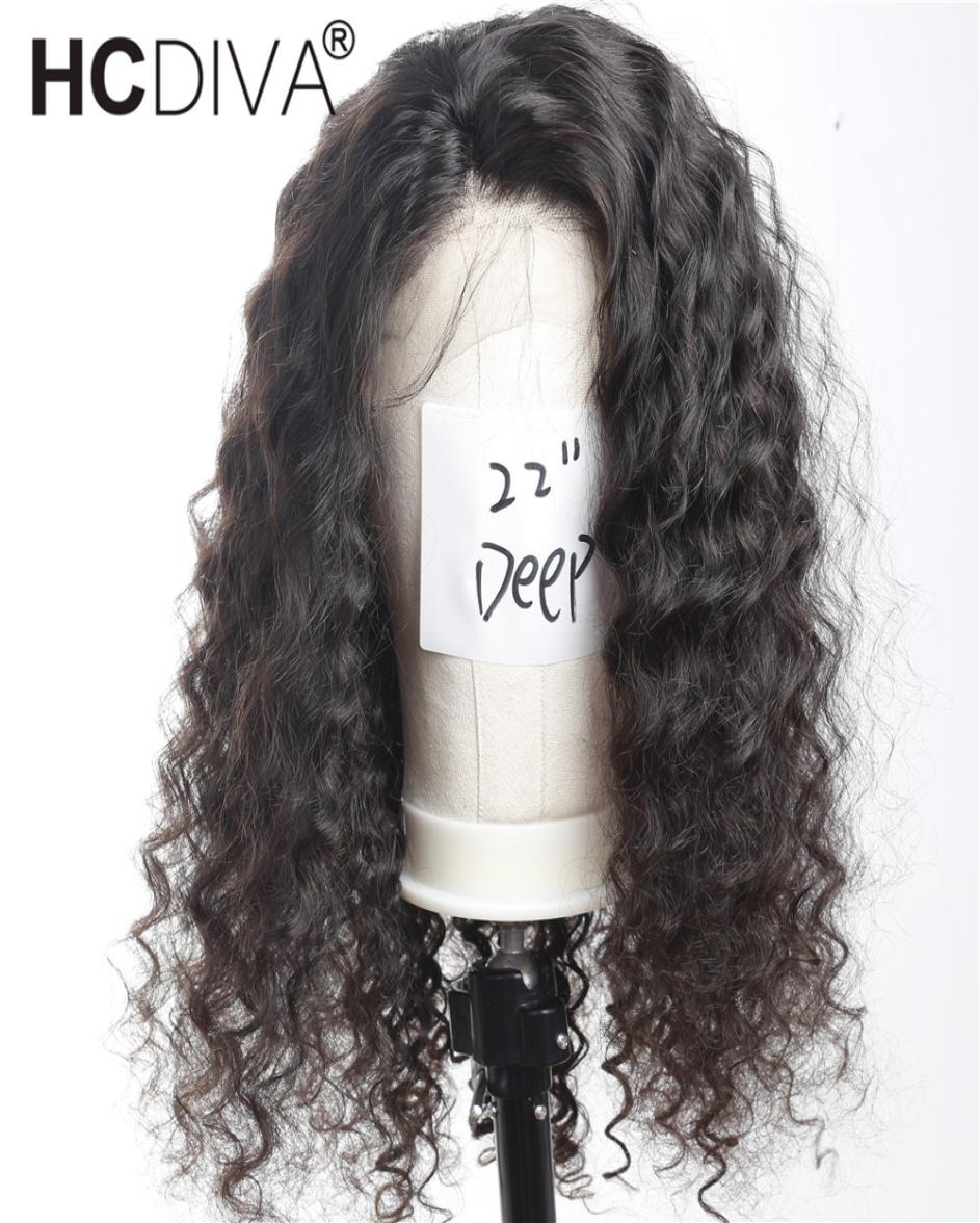 

Brazilian Virgin Hair Full Lace Human Hair Wigs for Black Women Deep Wave 130 Density Lace Front Wig With Baby Hair Preplucked H6329463, Natural color