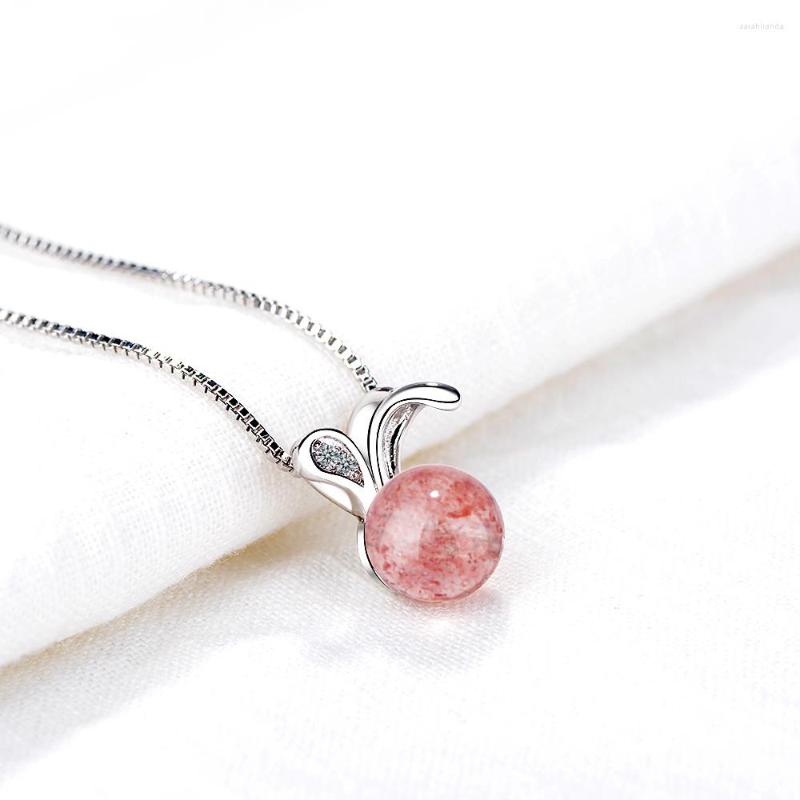 

Pendant Necklaces Strawberry Crystal Little Pendants Necklace For Women 2023 Trendy Korean Fashion Neck Jewelry Sweater Chain