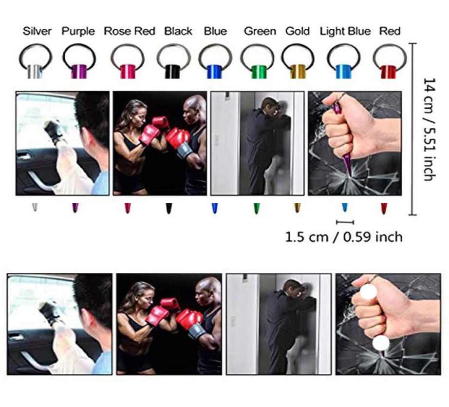 

Aluminum Key Ring Self Defense Keychain Mental Stick Cars Keychains Personal Safty Key Chain Charm Car Keyring7679219