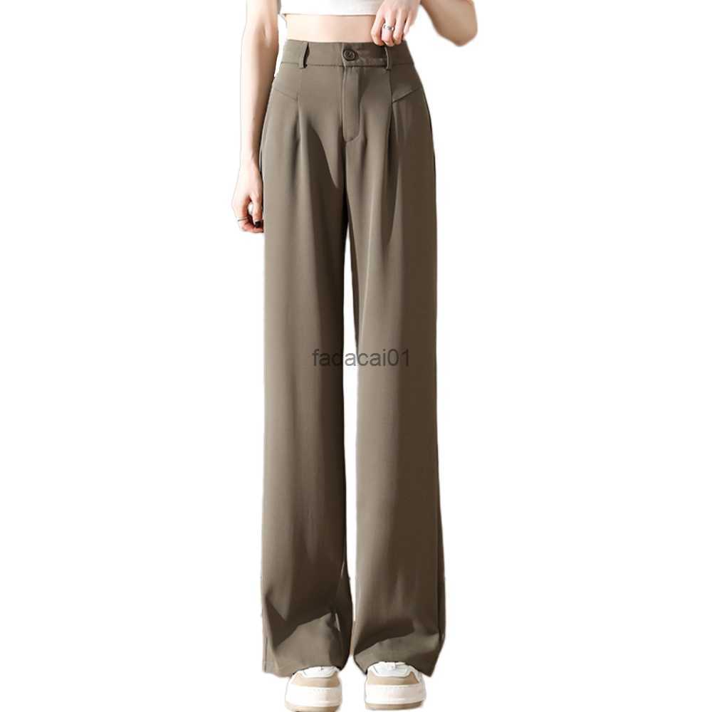 

Women Wide Leg Pants High Waist Office Ladies Elegant Black Straight Trousers Chic Back Breasted Split Casual Women Pants L230621