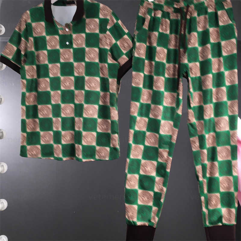 

Summer 2 Color Designer T Shirt Two Piece Set Classic Plaid Print Fashion Polo Shirts Casual Elastic Waist Sports Pants Womens Designers Clothing 0607, 19