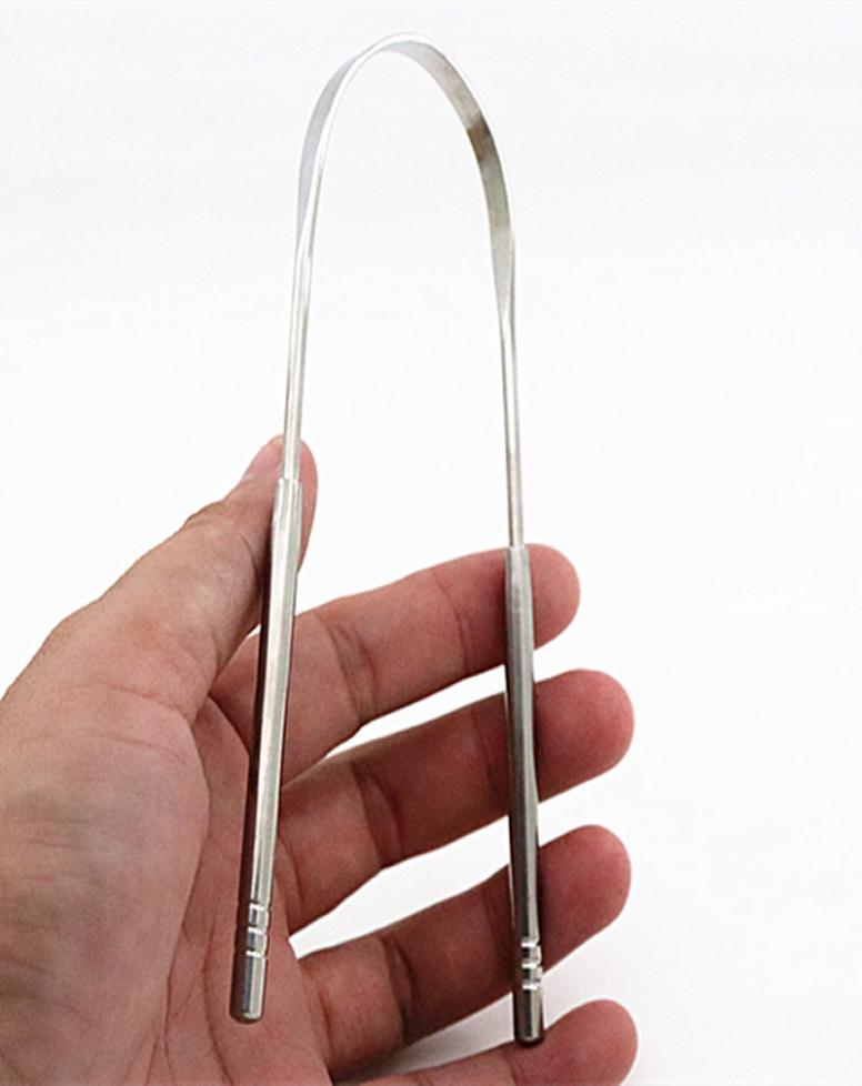 

metal dental New Stainless steel tongue scraper tongue coating cleaning brush tongue scraping plate personal and household9101152
