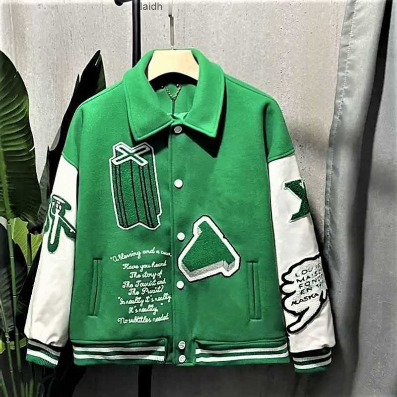 

Flocking Leather Sleeves Baseball Coat Uniform Fashion Jacket High Quality Single Breasted Warm Jackets Couples Women Men Varsity Coats Men's Designer W3c8