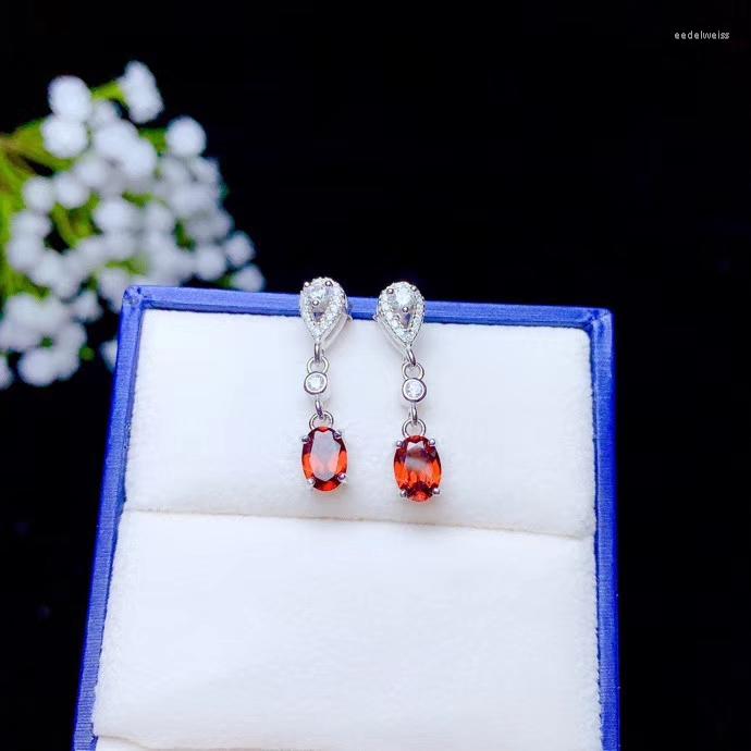 

Stud Earrings Big Sale Red Garnet For Women Jewelry Real 925 Silver Natural Gem Good Color Girl Birthday Gift