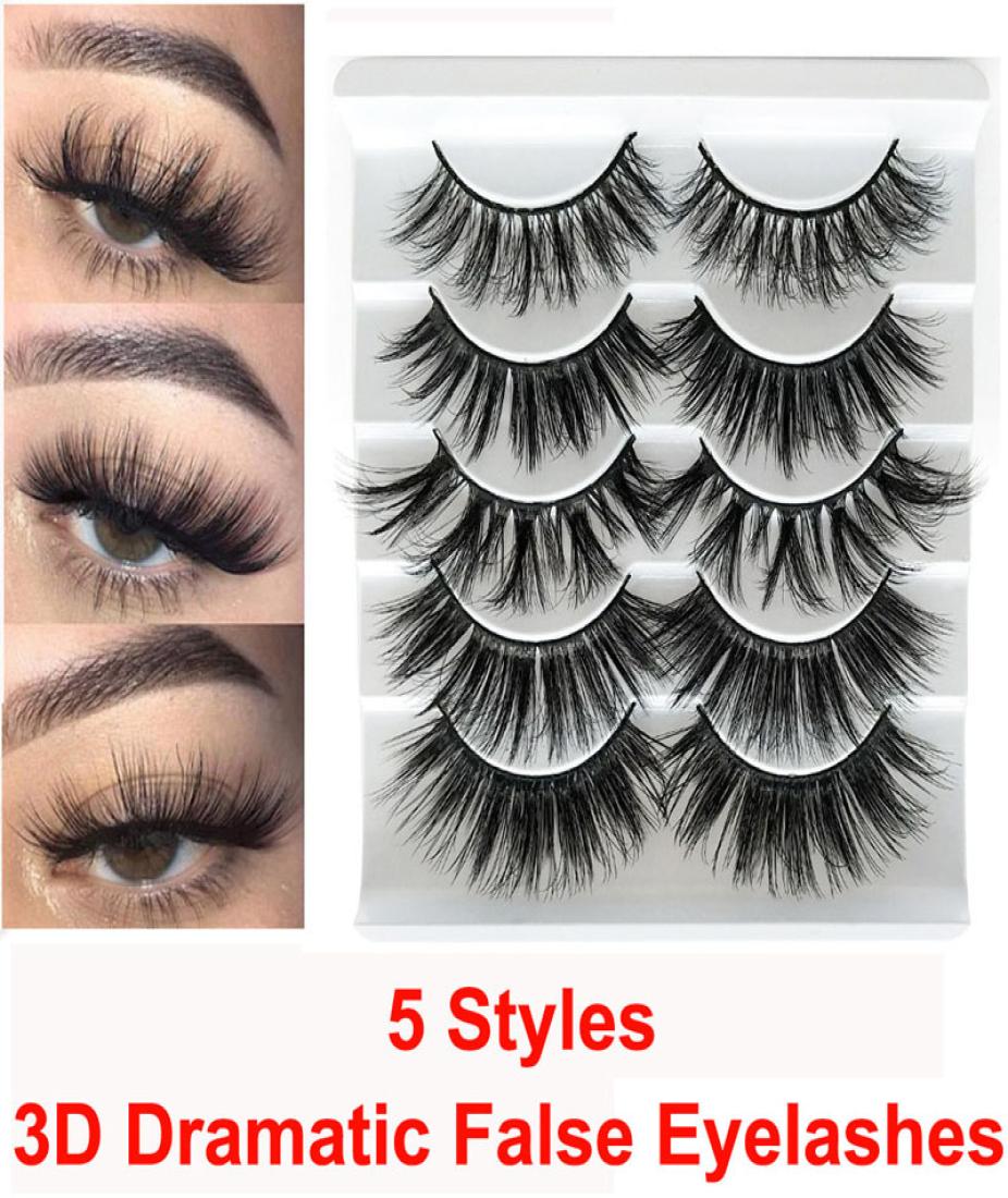 

Makeup False Eyelashes Dramatic 3D Mink Lashes Handmade Natural Fluffy Long Soft Reusable Fake Eyelashes 5 pair set 5D Volumn Lash5840450