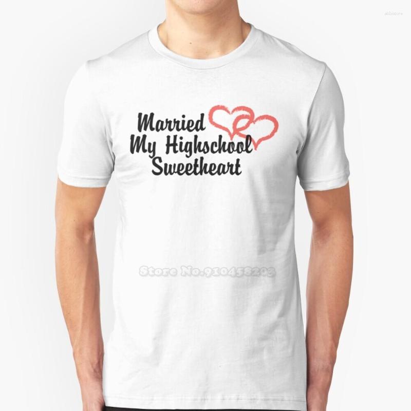 

Men's T Shirts Married Highschool Sweetheart Shirt Round Collar Short Sleeve T-Shirts Just Honeymoon Bride Groom Wedding, Mtee-black