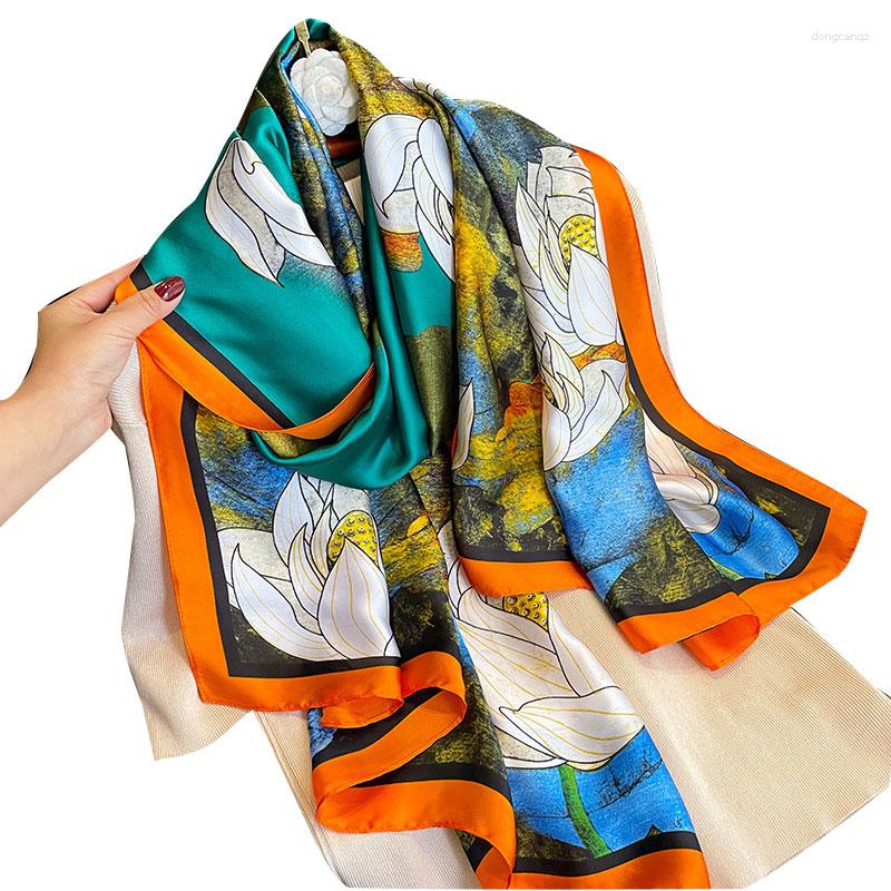 

Scarves 2023 Pashmina Bandana Beach Stoles Hijab Summer Women Soft Long Print Silk Lady Shawl And Wrap