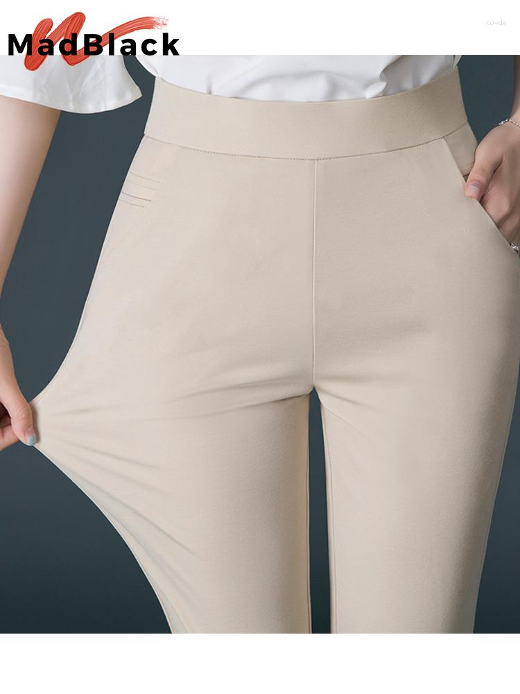 

Women' Pants MadBlack Women' Casual Spring Summer Comfortable Stretch Elastic Waist Straight With Pocket Work -10XL B34773M, Black