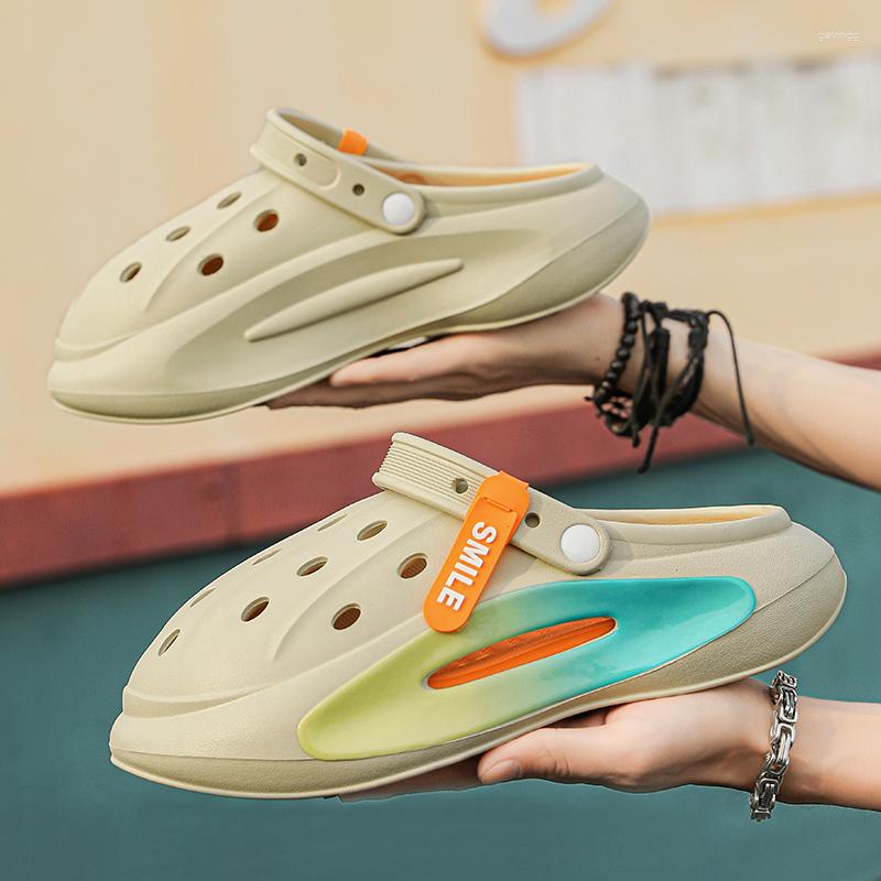 

Sandals Men's Summer Thick Sole Slippers Comfortable And Fashionable Outdoor Beach Women's Home Shoes Garden, Black2898