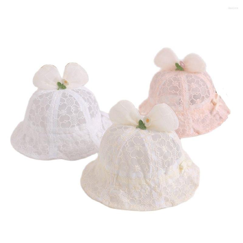 

Hats Spring Summer Baby Fisherman Hat Bucket Cute Flowers Bow Born Panama Caps Outdoor Kids Boys Girls Sun, White