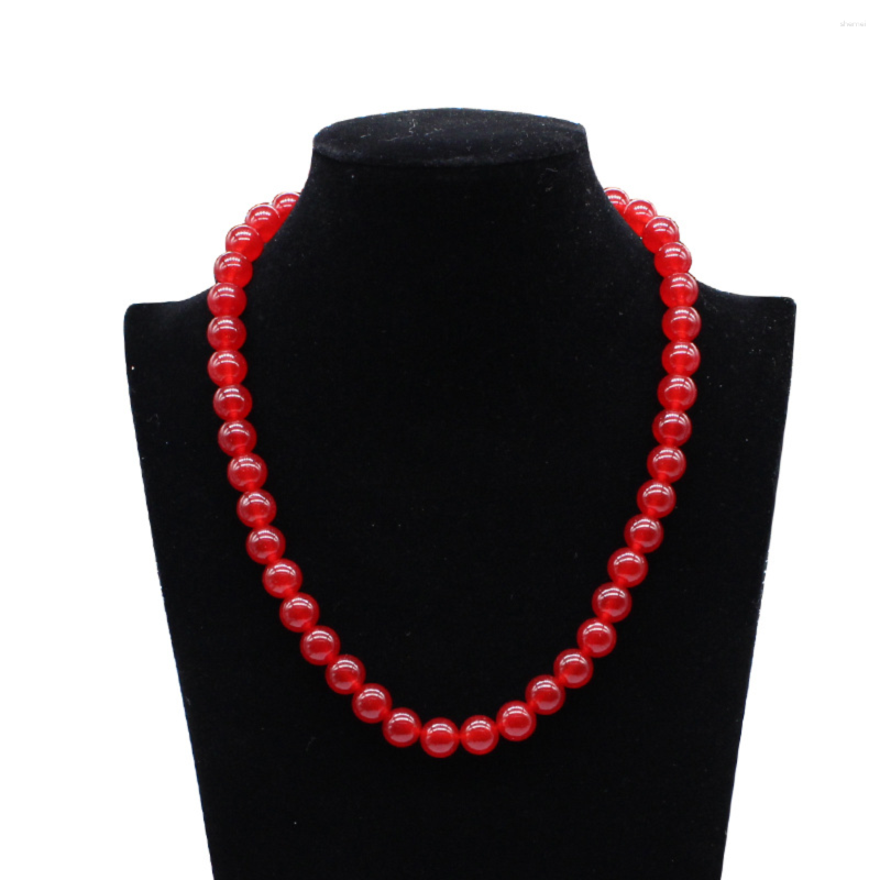 

Choker 8 10mm Round Natural Red Chalcedony Jade Beads Short Necklace For Women Jewelry To Their Mother A Gifts Clavicular Chain