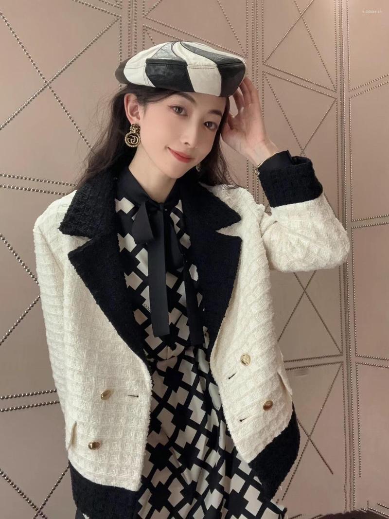 

Women' Jackets 2023SS Spring Autumn Vintage Women High Quality Patchwork Tweed Jacket Coat Lady Chic Outerwear Gdnz 3.12, White