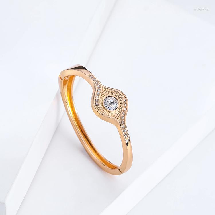 

Bangle ORNAPEADIA Fashion Retro Bracelet For Women Eye Gold Alloy Gold-plated Diamond Decoration Simple Line Stainless Steel Jewelry