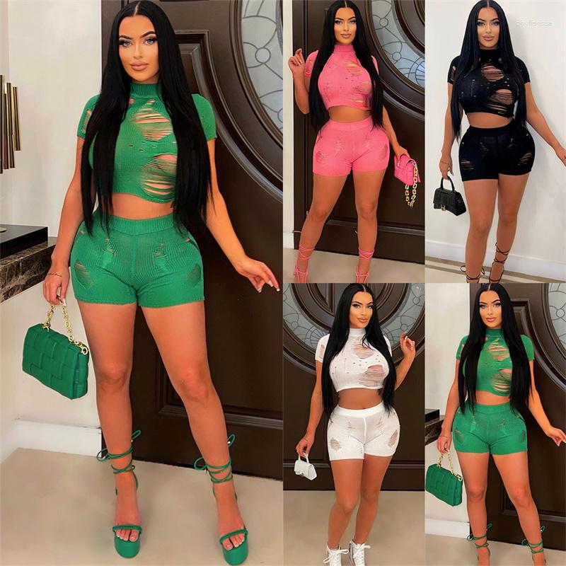 

Women' Tracksuits Ladies Urban Girlsh Casual Shorts Suit Summer Solid Color Short Sleeve O-neck Unique T-shirt With Same, Green