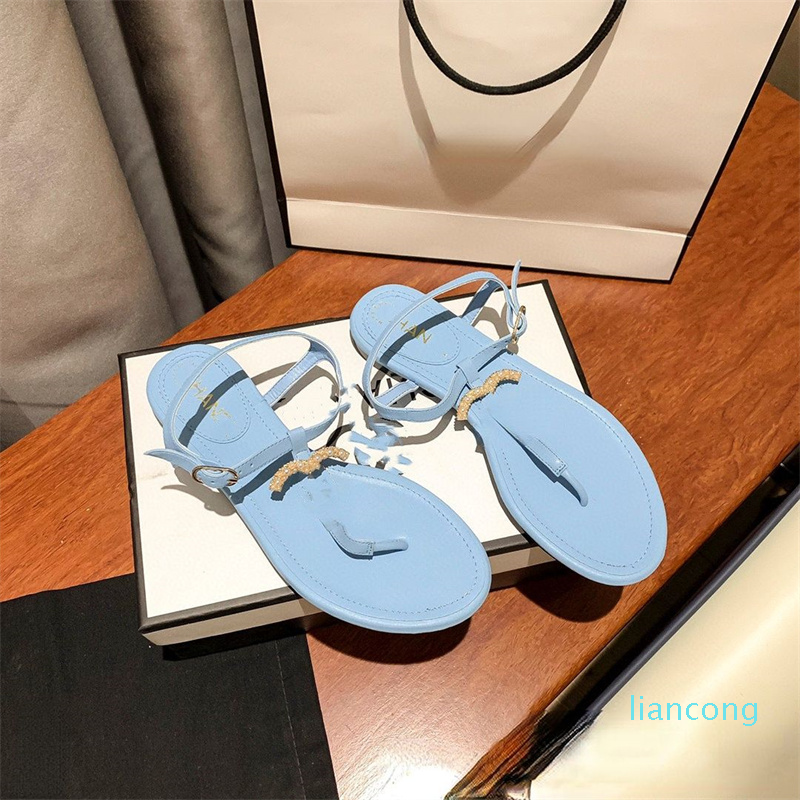 

Women's Sandals Designer Shoes Pearl Hollow Metal Buckle Simple Toe Clip, Aspic