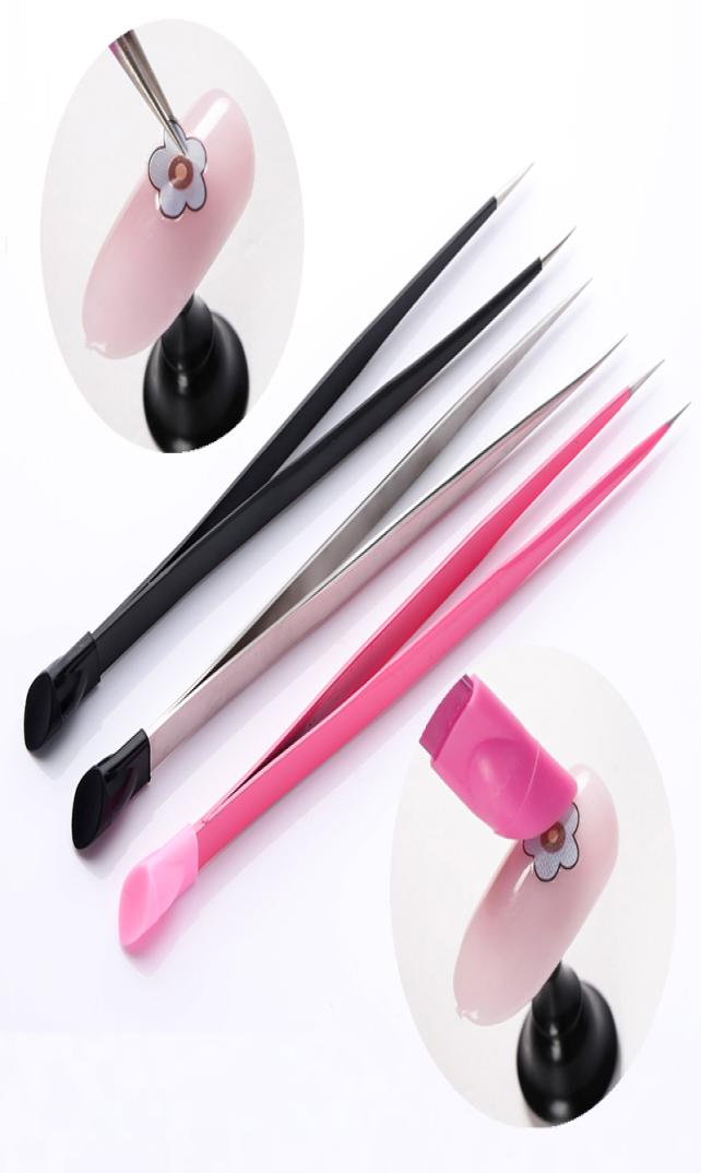 

Nail Files 1pc 2 Heads Straight NailTweezers with Silicone Pressing Head for 3D Sticker Rhinestones Water Picker Metal Nails Tools2062746