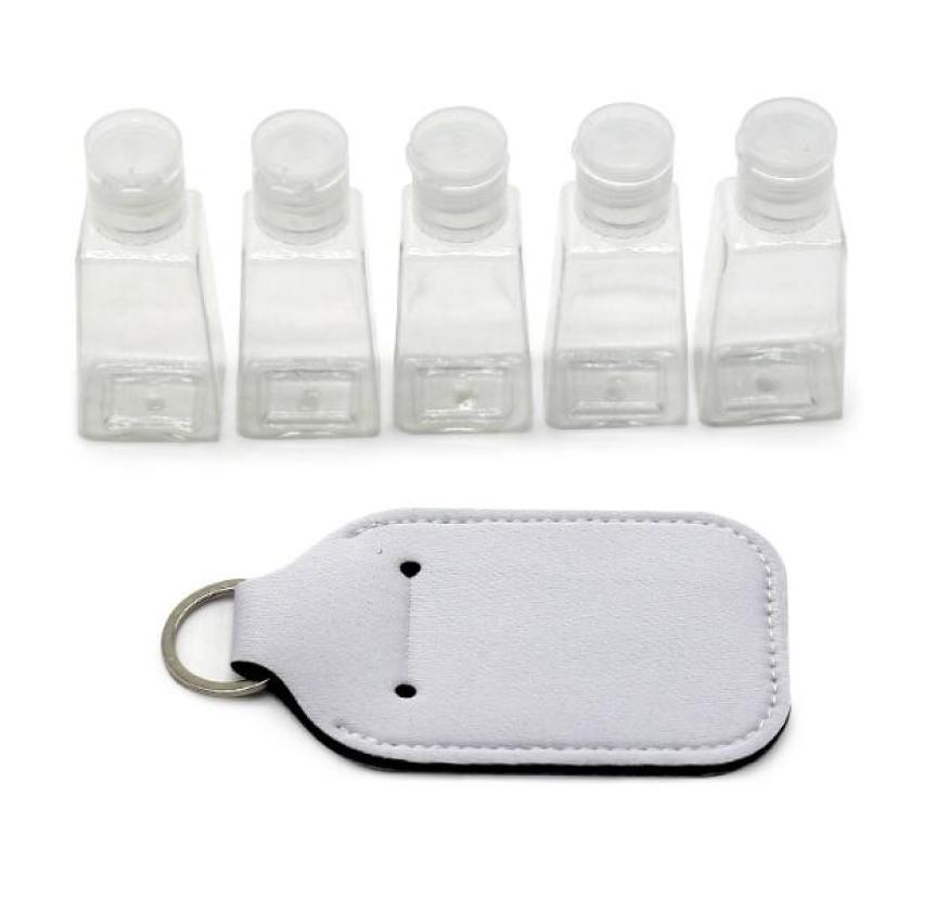 

10pcs Bottle Case Sublimation Blank Keychain 30ml Hand Bottle DIY Plain White Color Neoprene perfume bottles Bag Parts1091192