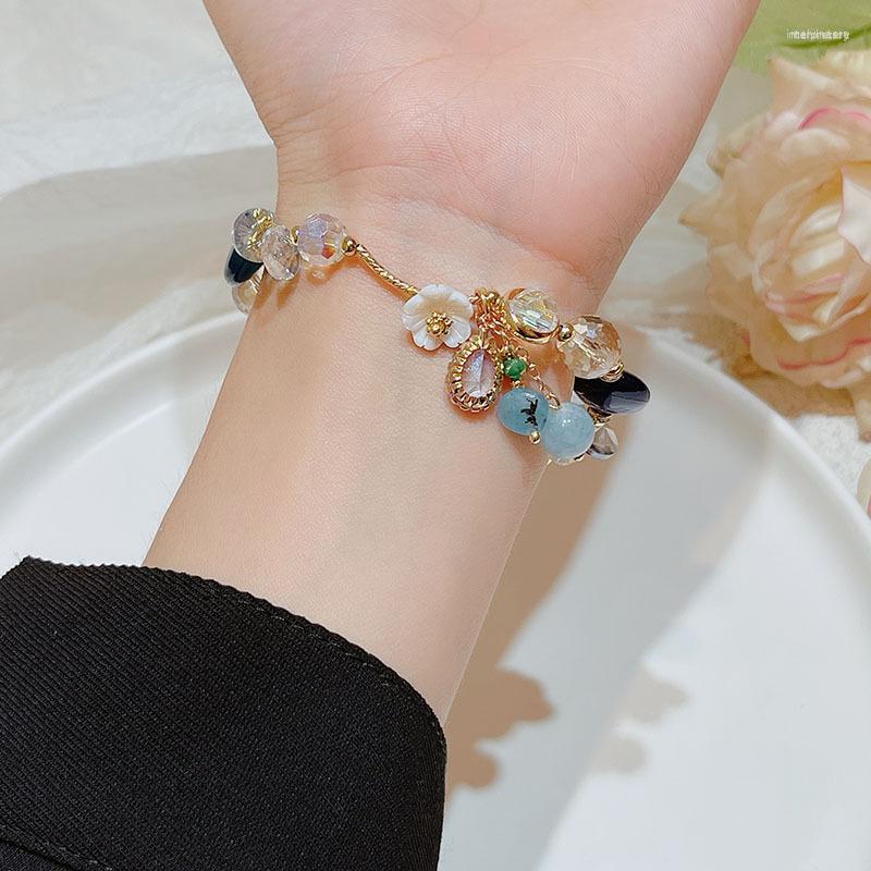 

Bangle Shell Petals Natural Stone Crystal Bracelets Women Jewelry
