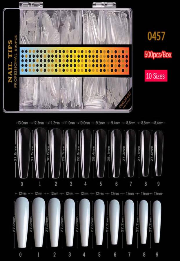 

500pcsBox Nails Long Ballerina False Nails Tips Style Clear Natural Full Cover Ballet Acrylic DIY Home with Case8662467, Black