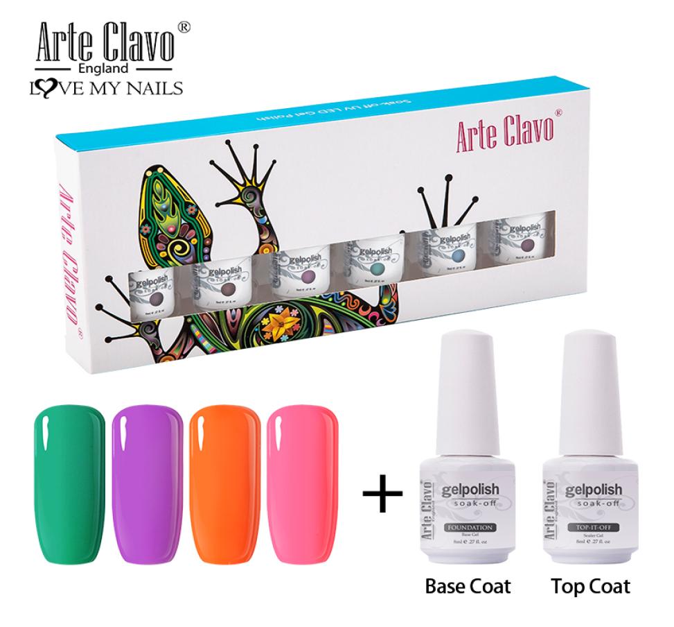 

Arte Clavo 8ml Gel Nail Polish Set 85 Colors Gel Lacquer Semi Permanent Nail Art Soak Off UV LED Base Coat Top Coat Set3130827, Beige