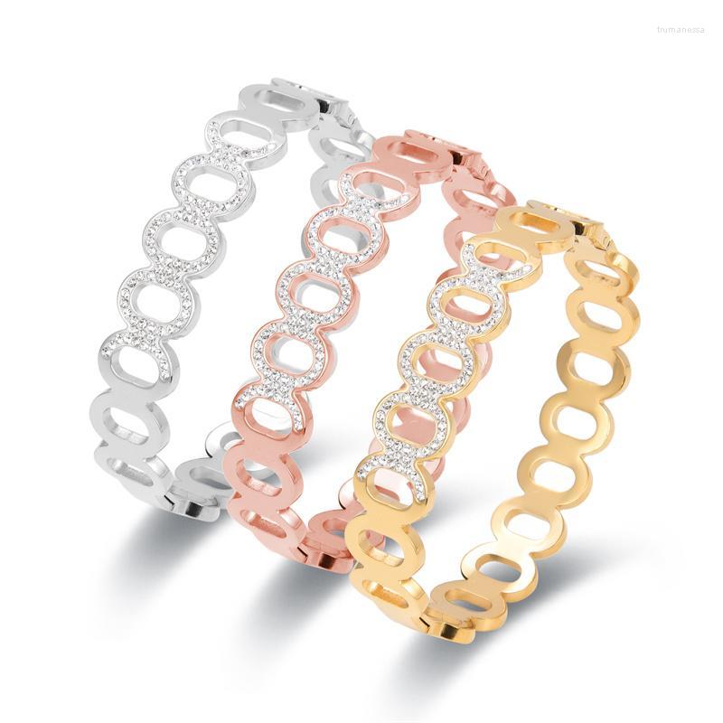 

Bangle FYSARA Fashion Gift For Girlfriend Steampunk Luxury Stainless Steel Ladies Bracelet Golden Hollow Aesthetic Jewelry Raym22