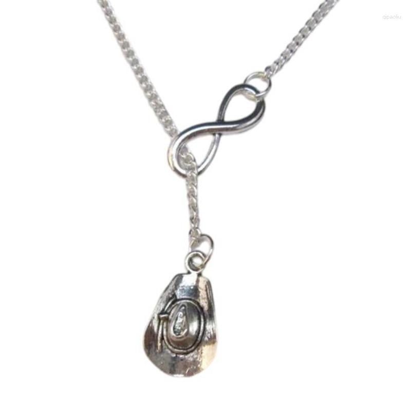 

Pendant Necklaces Fashion Punk Infinity Lariat Cowboy Hat Long Metal Chain Choker Women Jewelry Aesthetic Friendship Gift