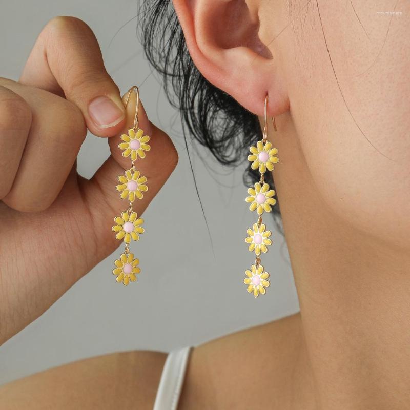 

Dangle Earrings 2023 Cute Colorful Daisy Long Women's Simple Personality Fashion Summer Accessories Party Jewelry Birthday Gifts